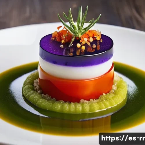 지역특산 음식의 현대적 재해석 - A modern Mediterranean dish featuring traditional ingredients such as eggplant and red pepper, prese...